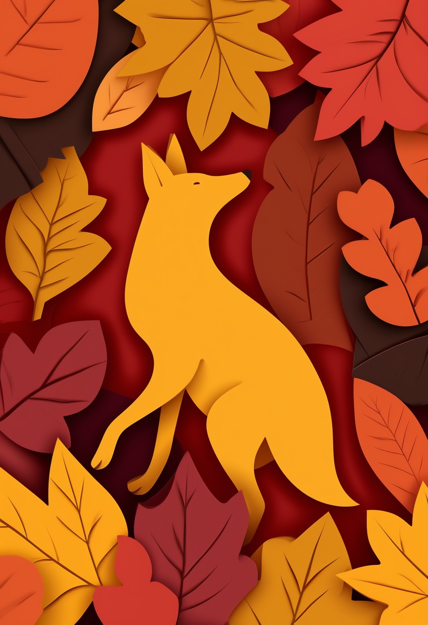 Autumn Fox Among Leaves — Thanksgiving cut-paper-style greeting card