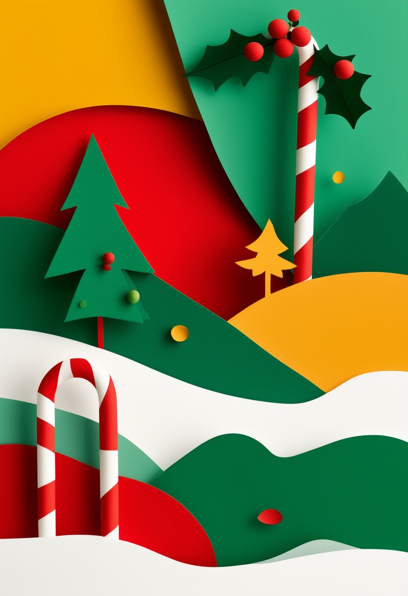 Candy Cane Holly Snowscape
