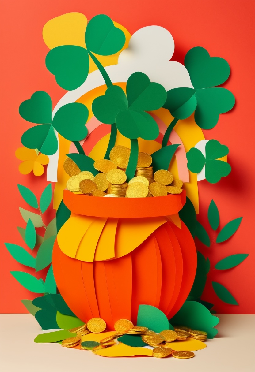 Clover Gold Pot Overflowing