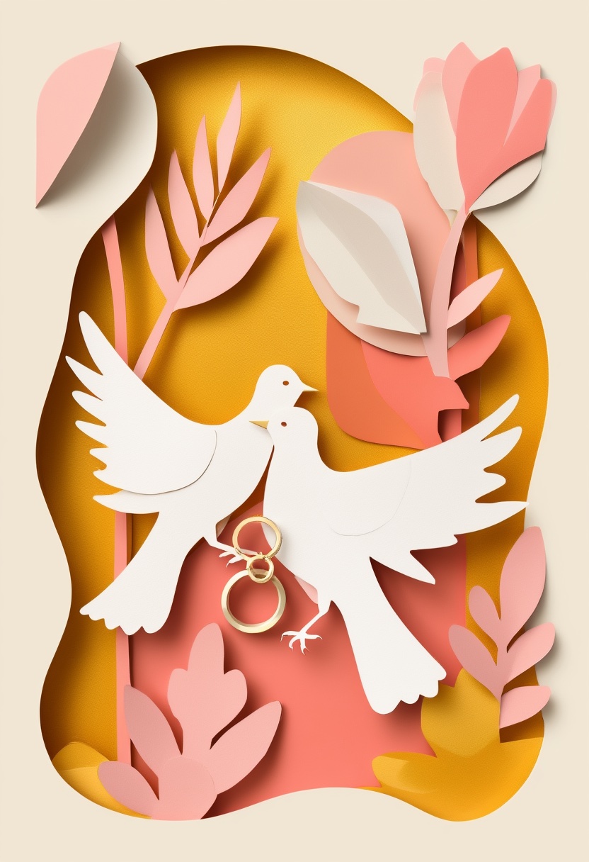 Elegant Paper Doves Embrace