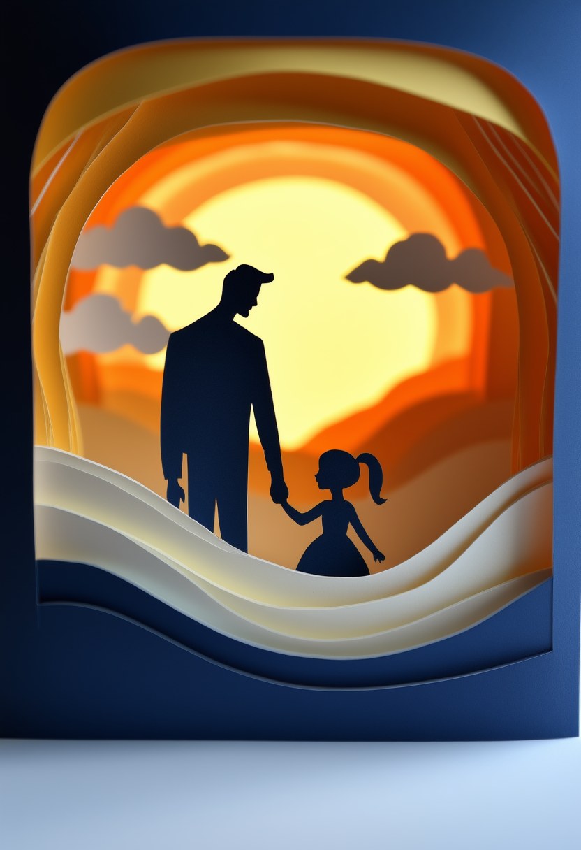Father's Day Silhouette — Father's Day cut-paper-style greeting card