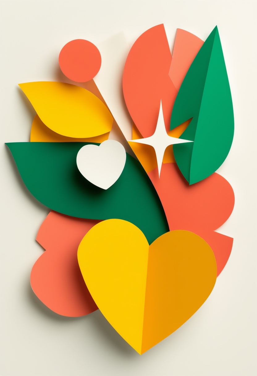 Layered Paper Cutout Floral Heart