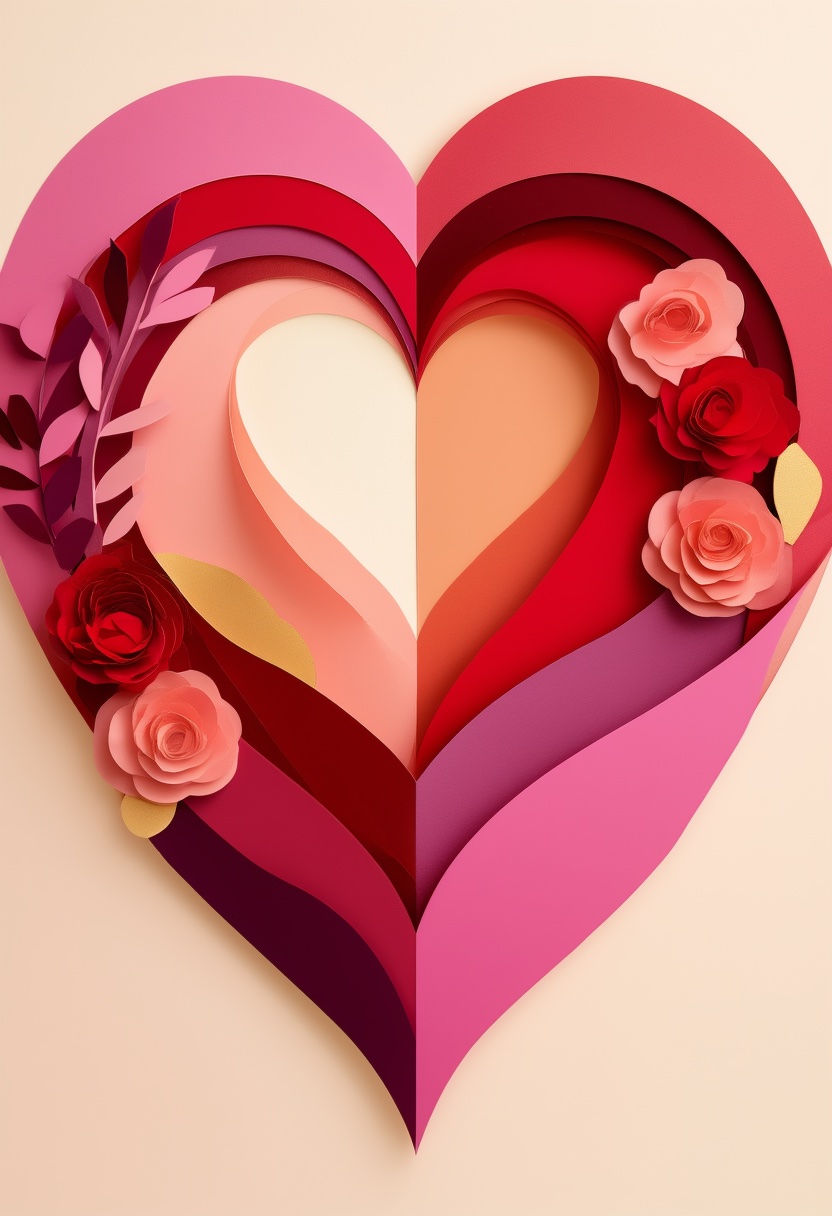 Layered Paper Heart Bloom