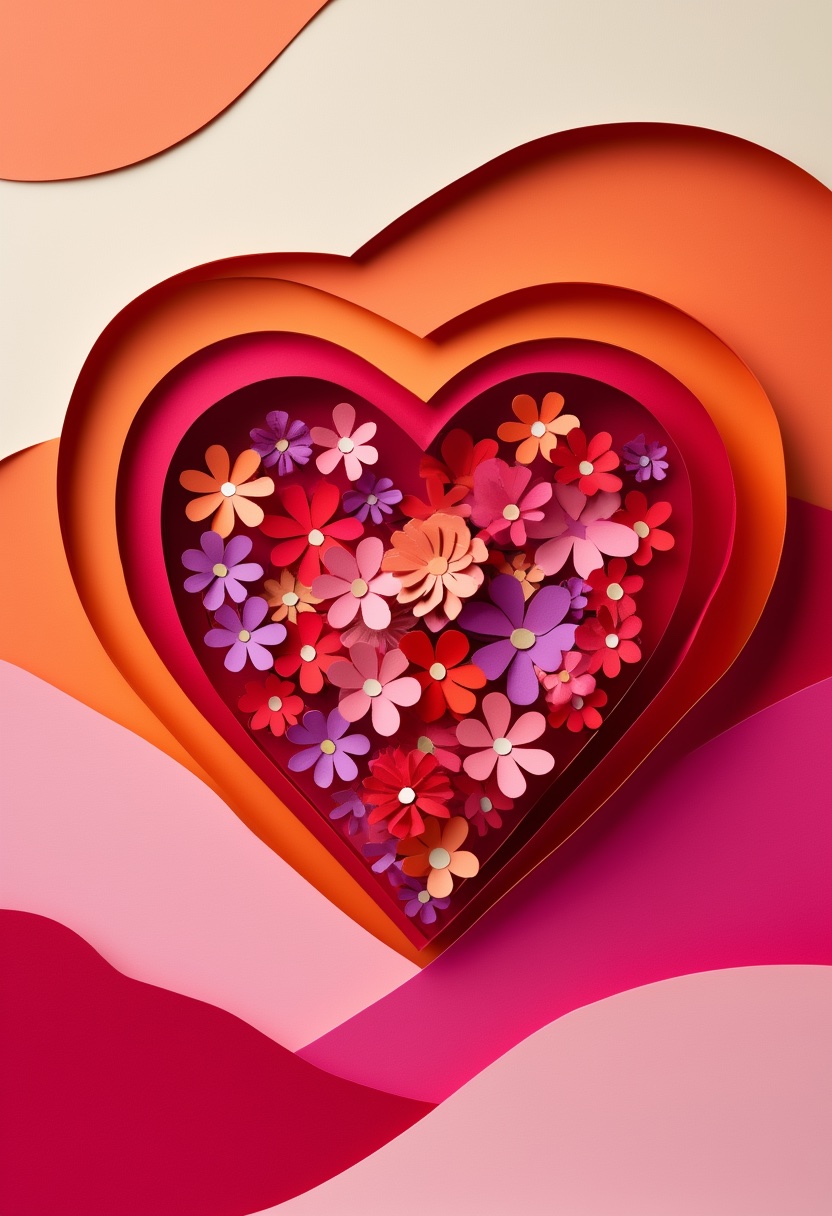 Layered Paper Heart Bloom