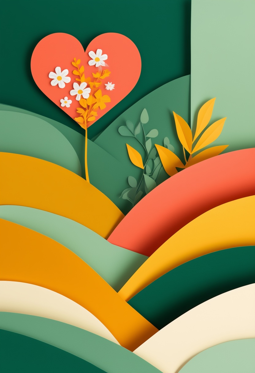 Layered Paper Heart Garden