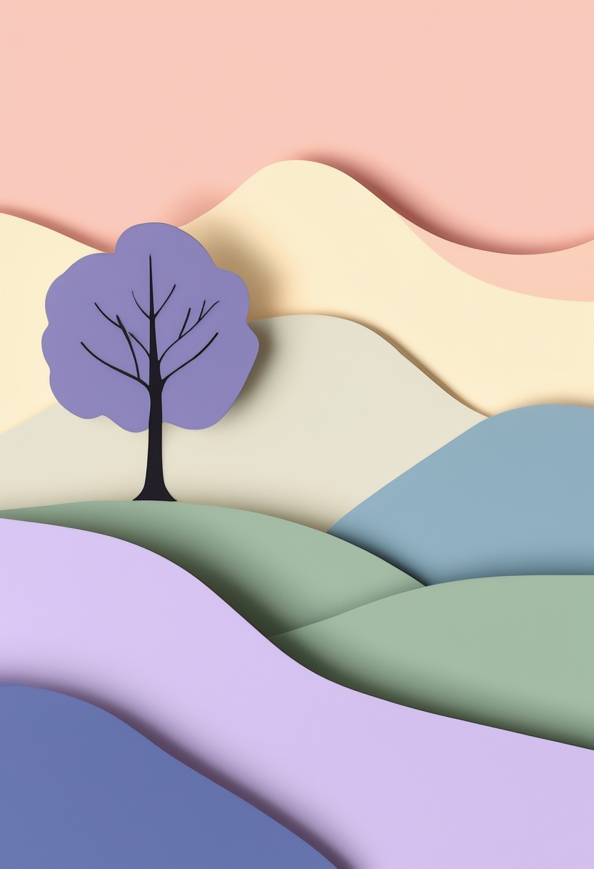 Layered Paper Hillside Tranquility