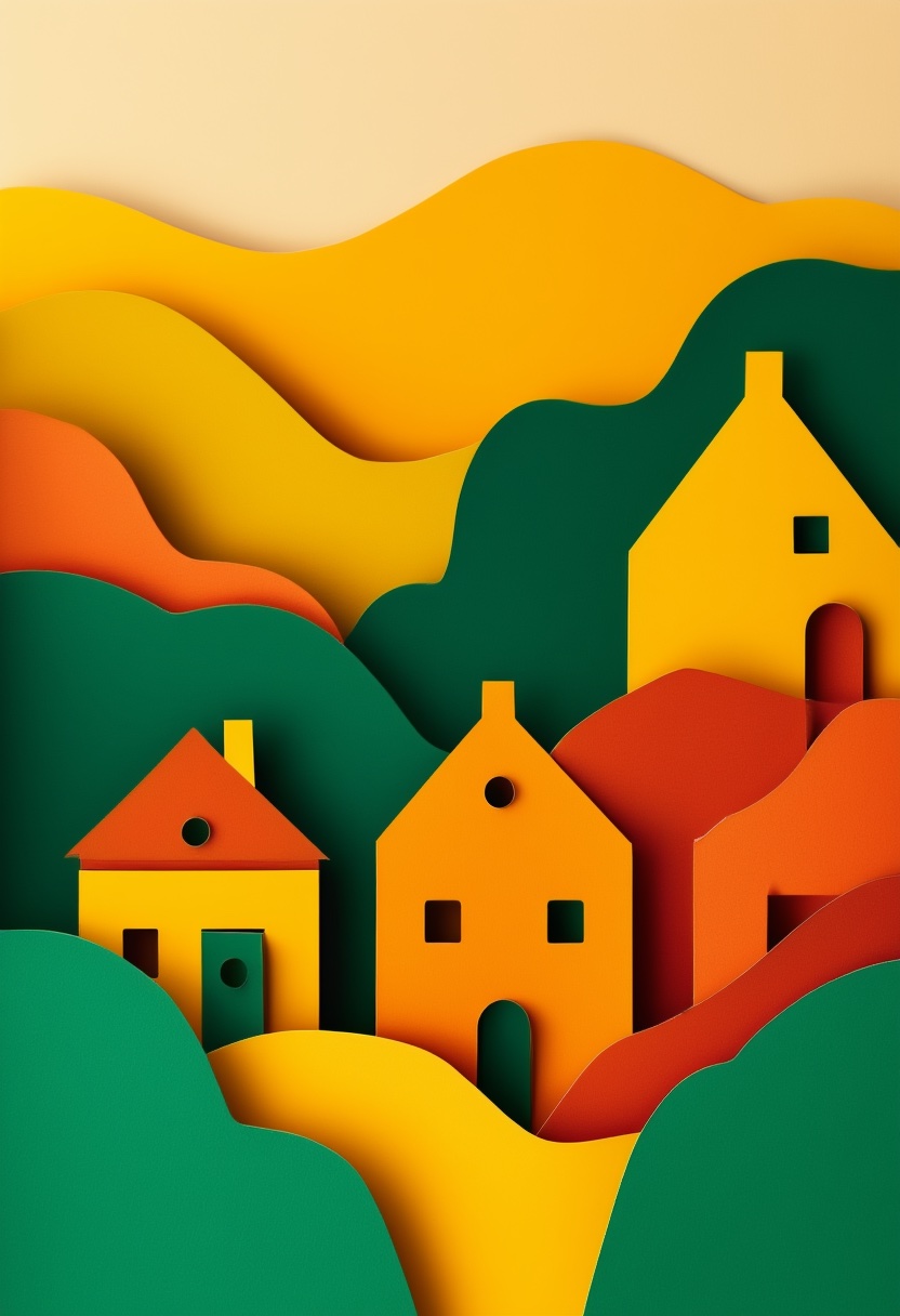 Layered Paper Homes Nestled