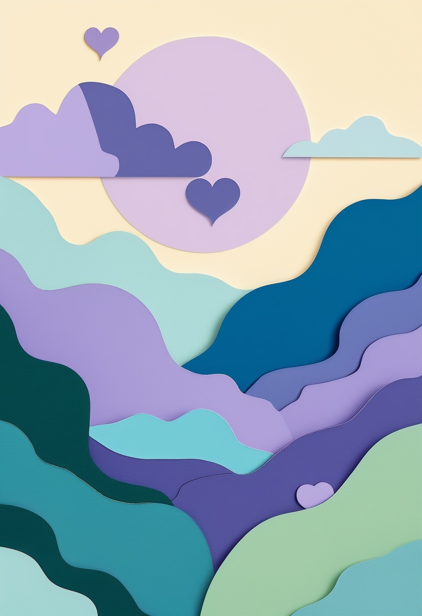 Layered Paper Mountain Hearts