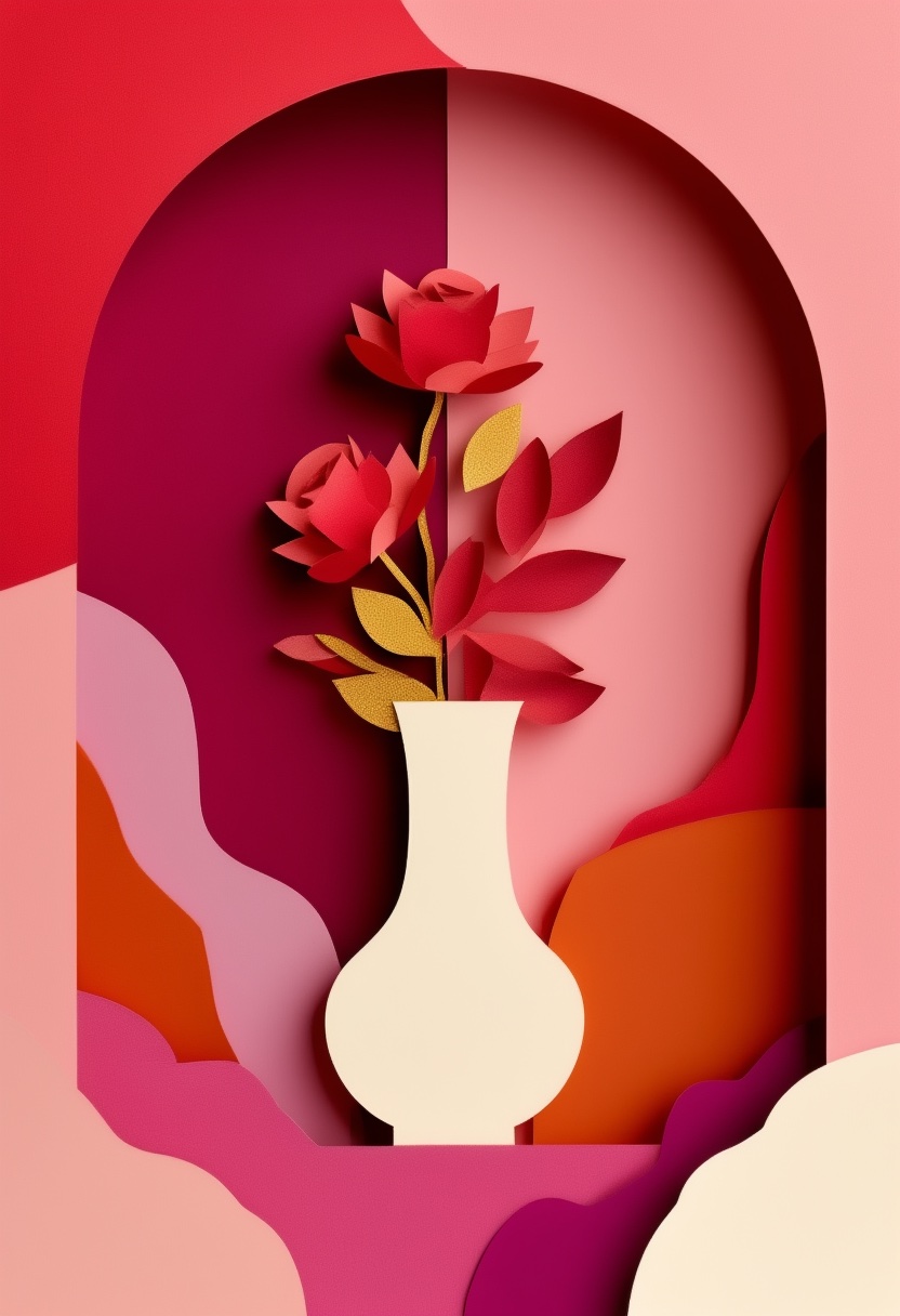 Layered Paper Rose Embrace