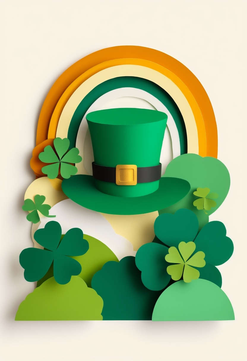 Leprechaun Hat Above Clover Collage