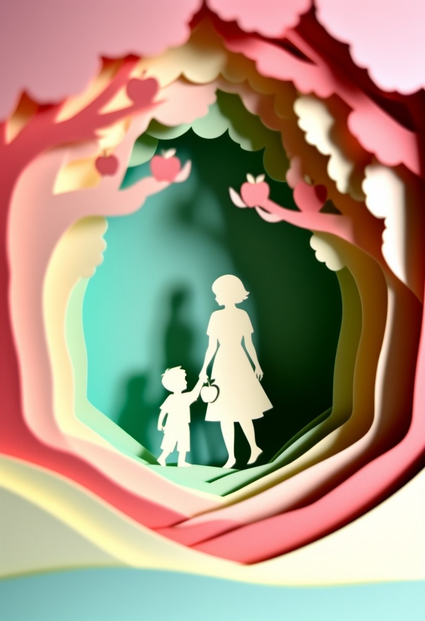 Mother's Day Silhouette — Mother's Day cut-paper-style greeting card