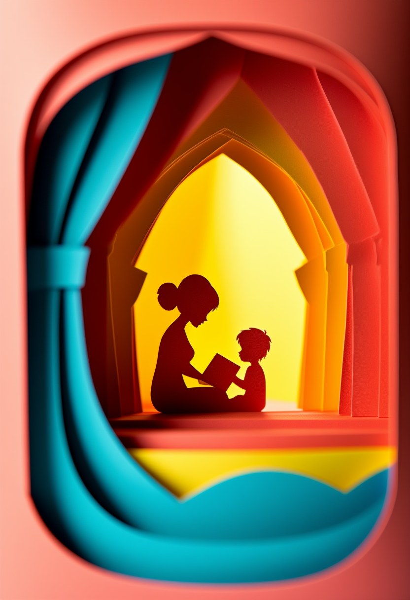 Motherly Love Silhouette — Mother's Day cut-paper-style greeting card