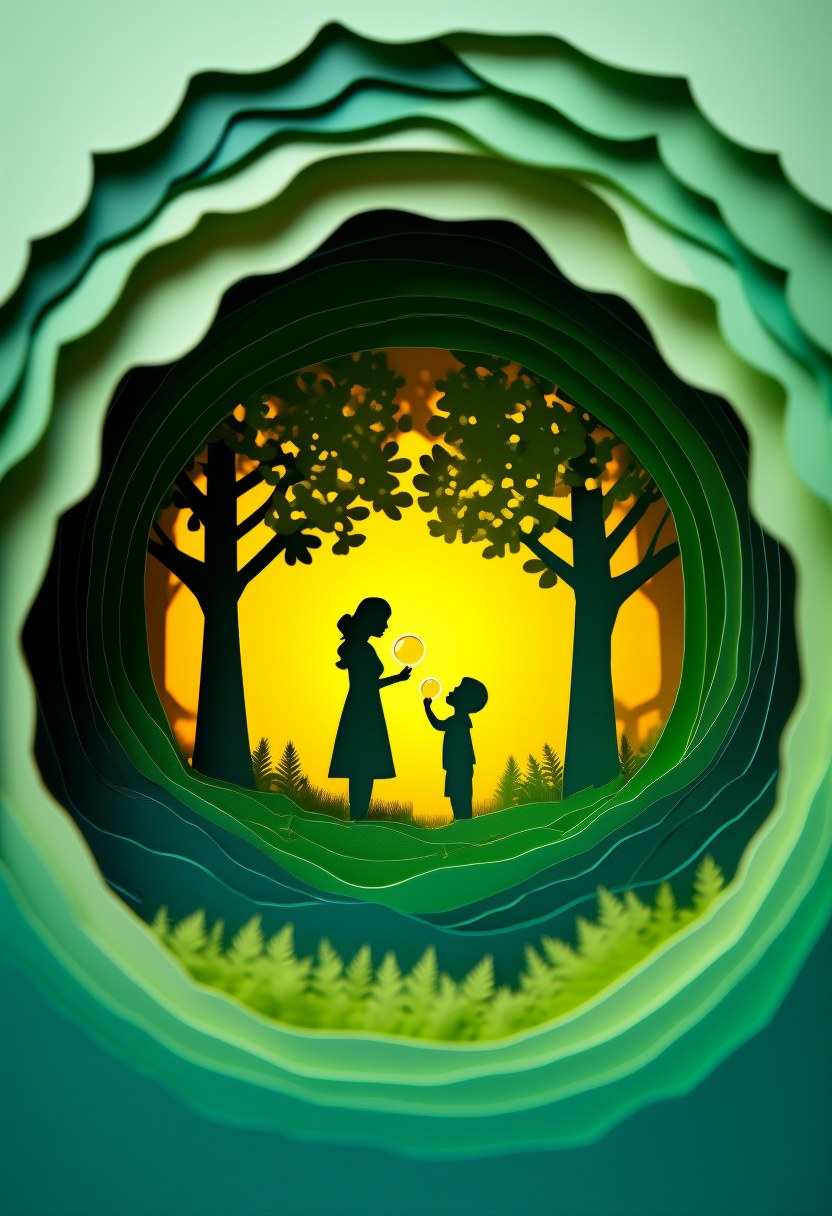Motherly Love Silhouette — Mother's Day cut-paper-style greeting card
