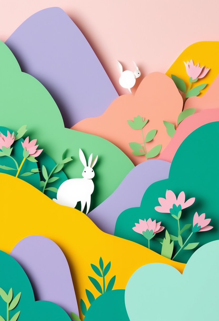 Pastel Bunny Easter Meadow