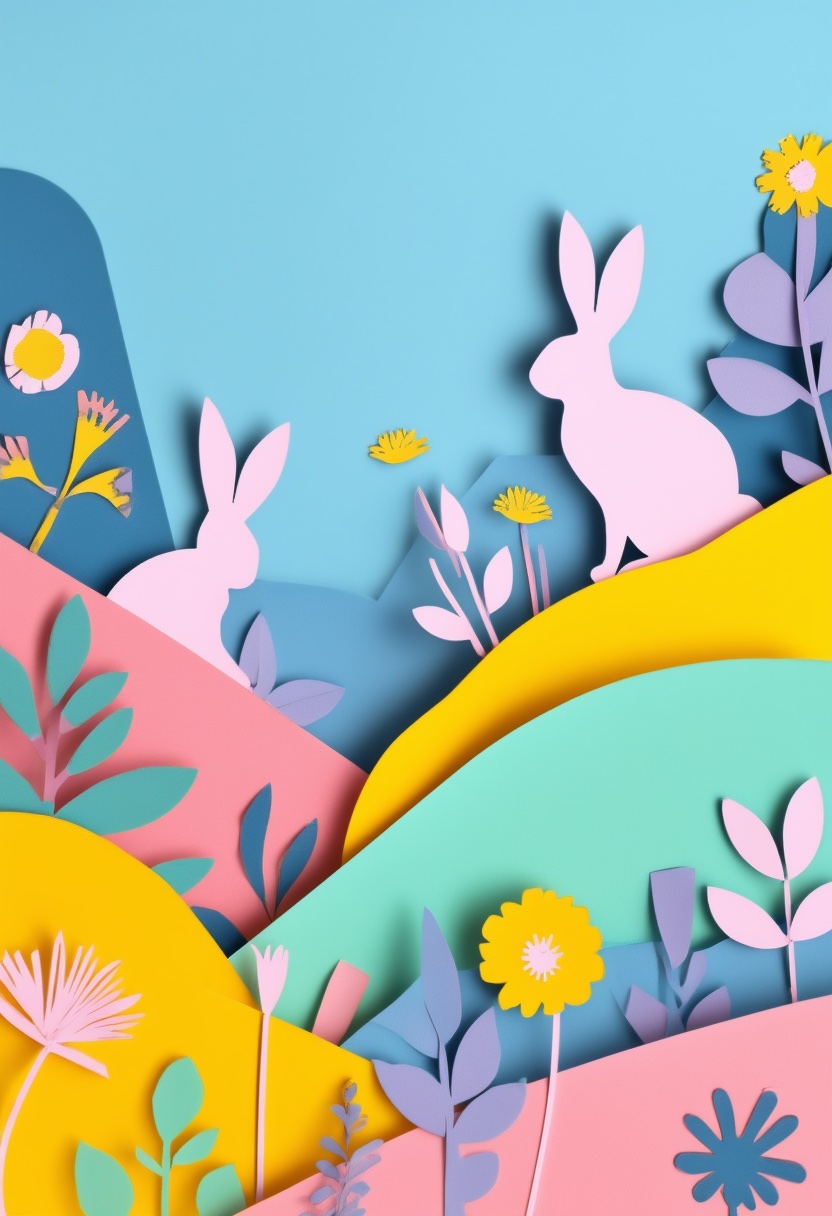 Pastel Paper Cut Bunnies