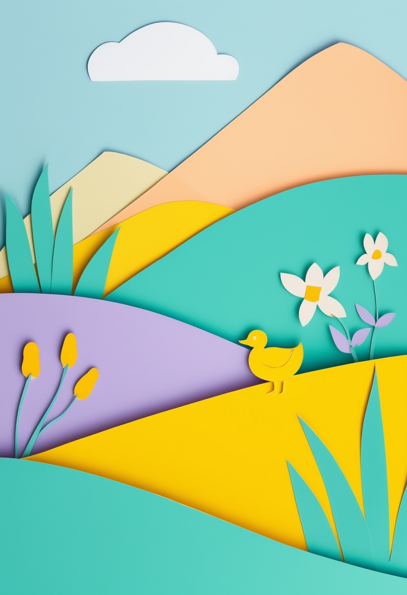 Pastel Peaks Meadow Duckling