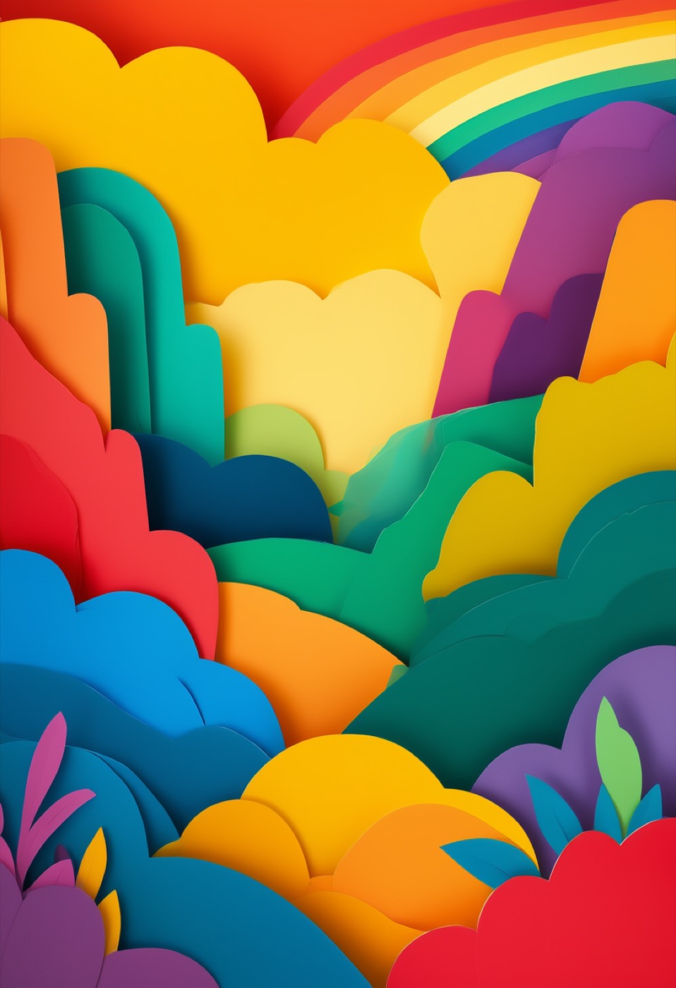 Rainbow Shooting Star Collage — Pride cut-paper-style greeting card