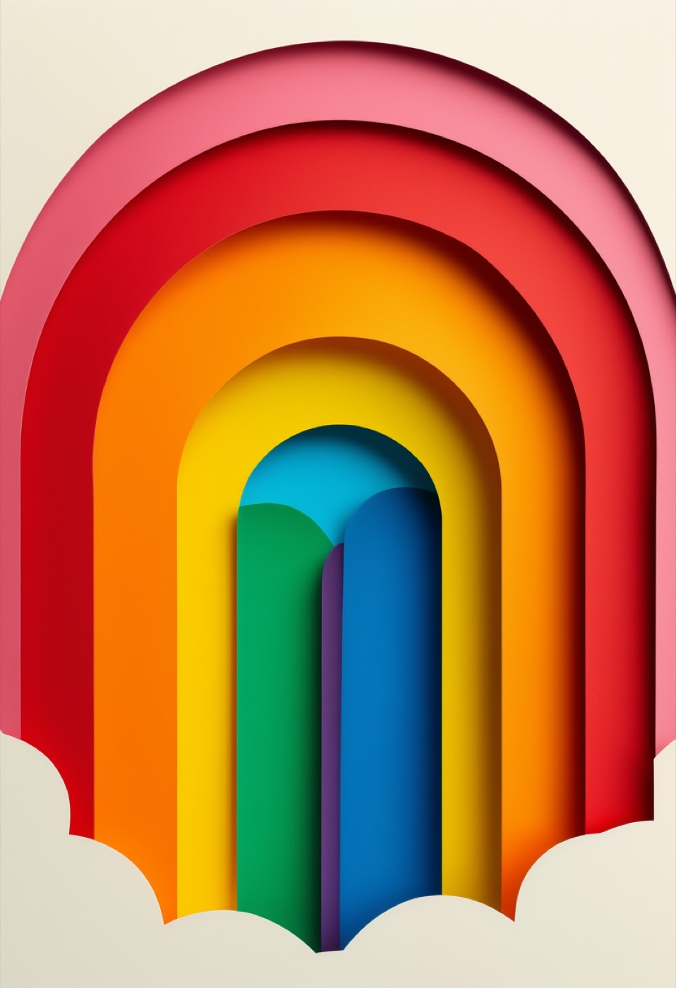 Rainbow Silhouette Paper Collage — Pride cut-paper-style greeting card