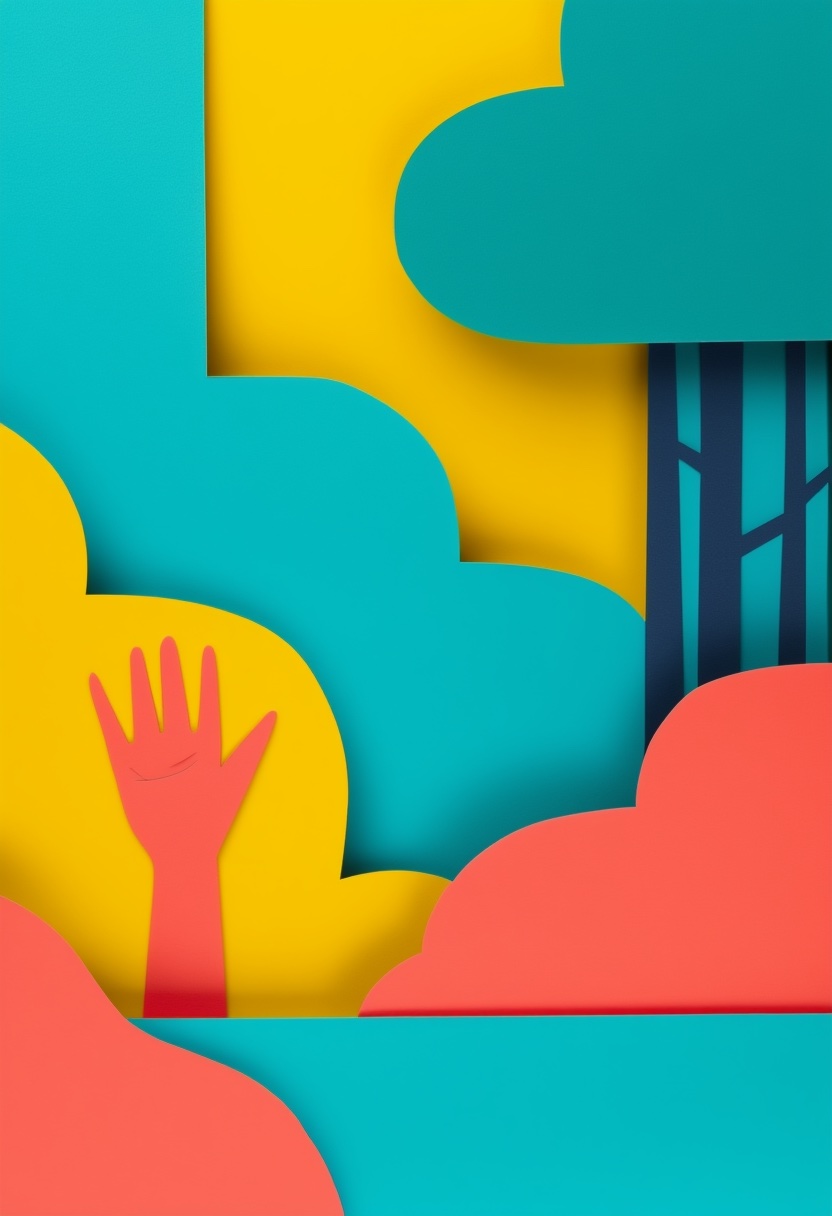 Raised Hand in Sunlit Layers