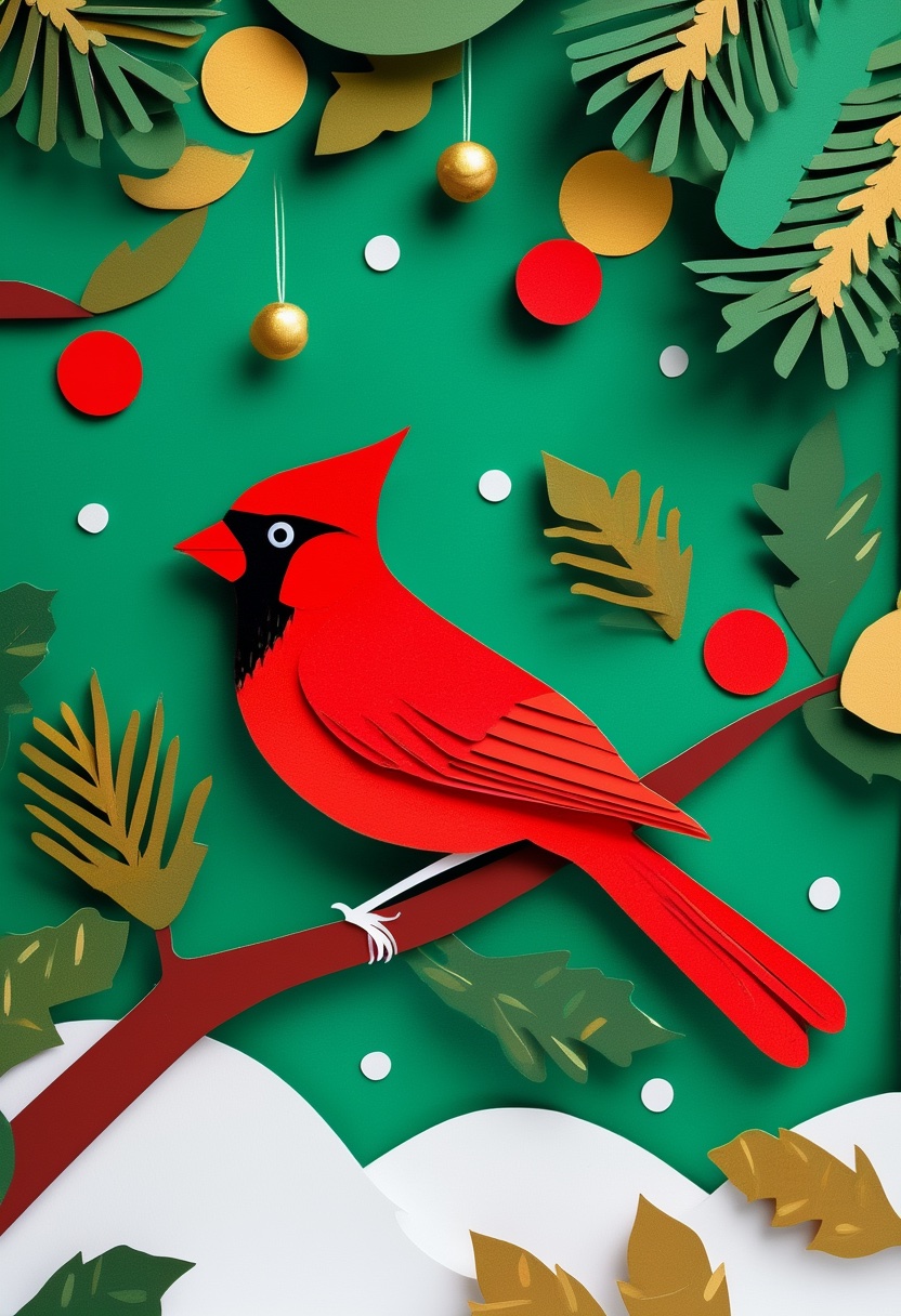 Snowy Cardinal Branch