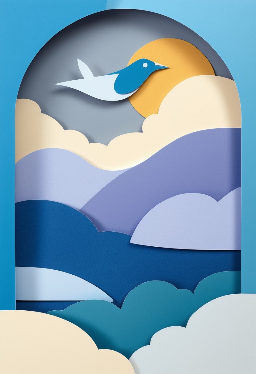 Soaring Bird Over Sunlit Mountains