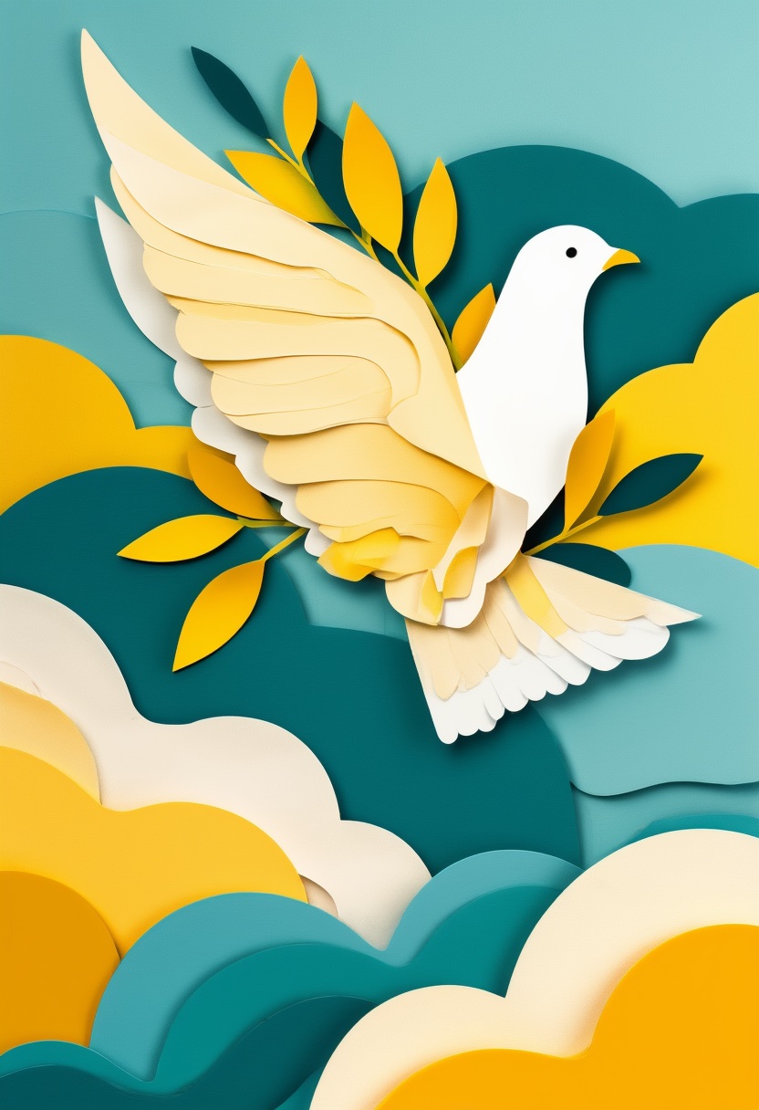 Soaring Dove Amongst Vibrant Clouds
