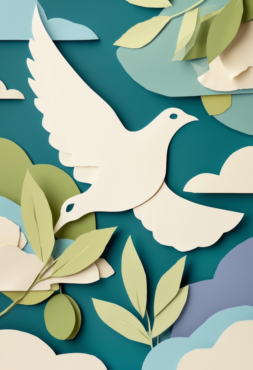 Soaring White Dove Amongst Layers