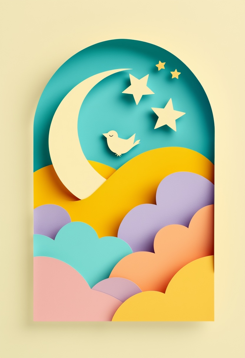 Starry Crescent Moon Bird