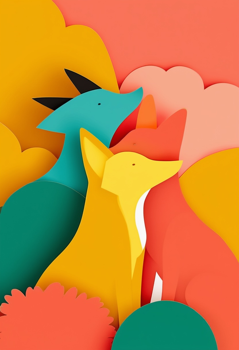 Stylized Foxes Friendship