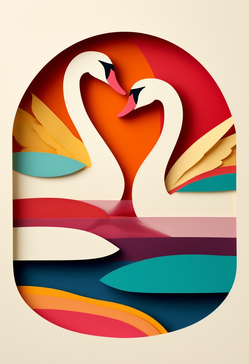 Stylized Swan Embrace