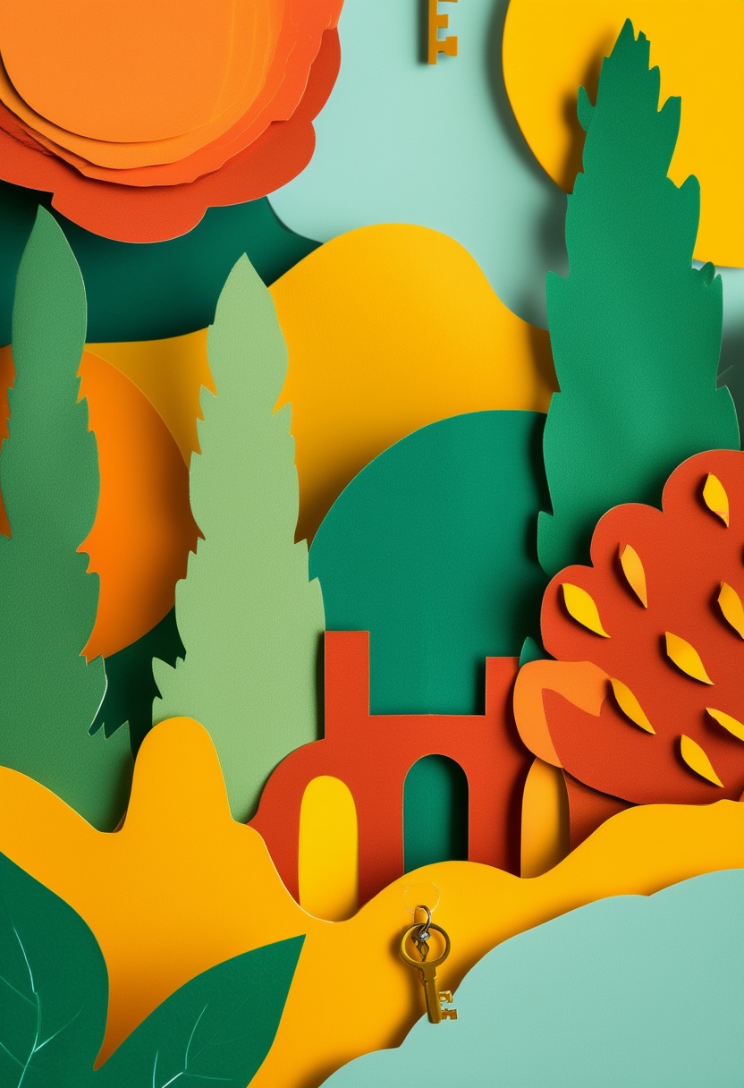 Sunlit Paper Cutout Grove