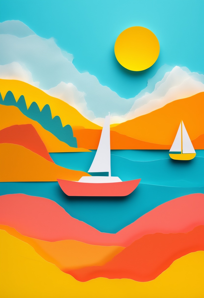 Sunlit Sailboats by Lake