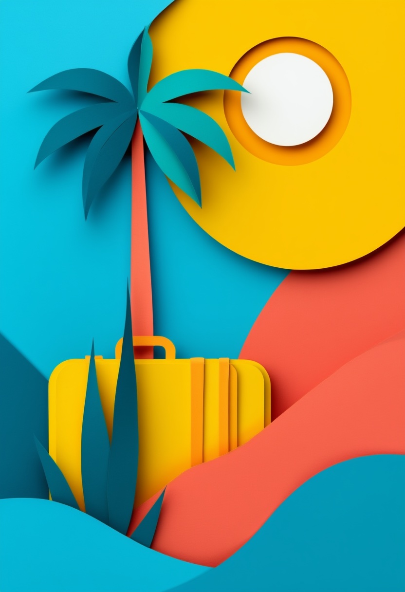 Sunlit Suitcase Palm Tree