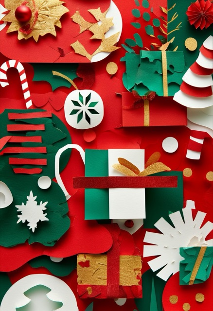 Festive Holiday Paper Collage