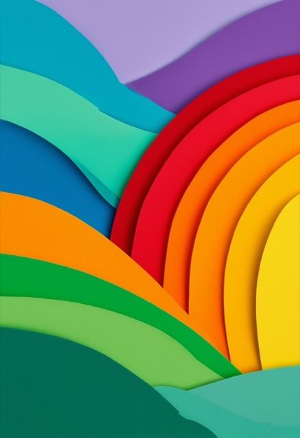 Rainbow Hills Paper Collage