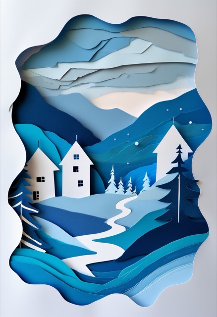 Snowy Village Dusk