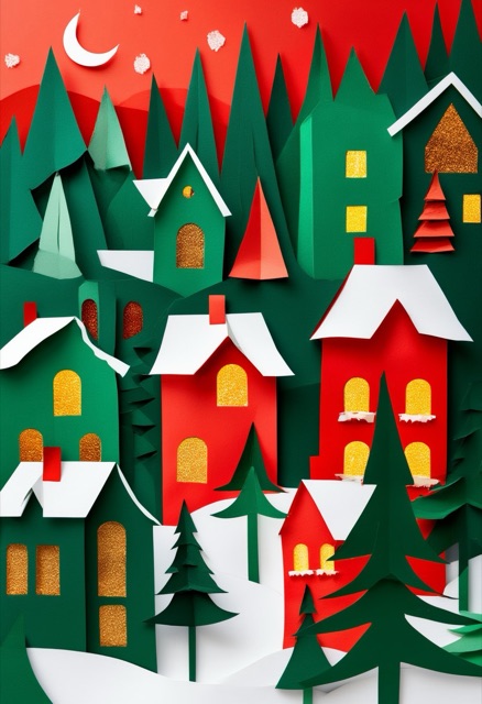 Snowy Village Winter Glow
