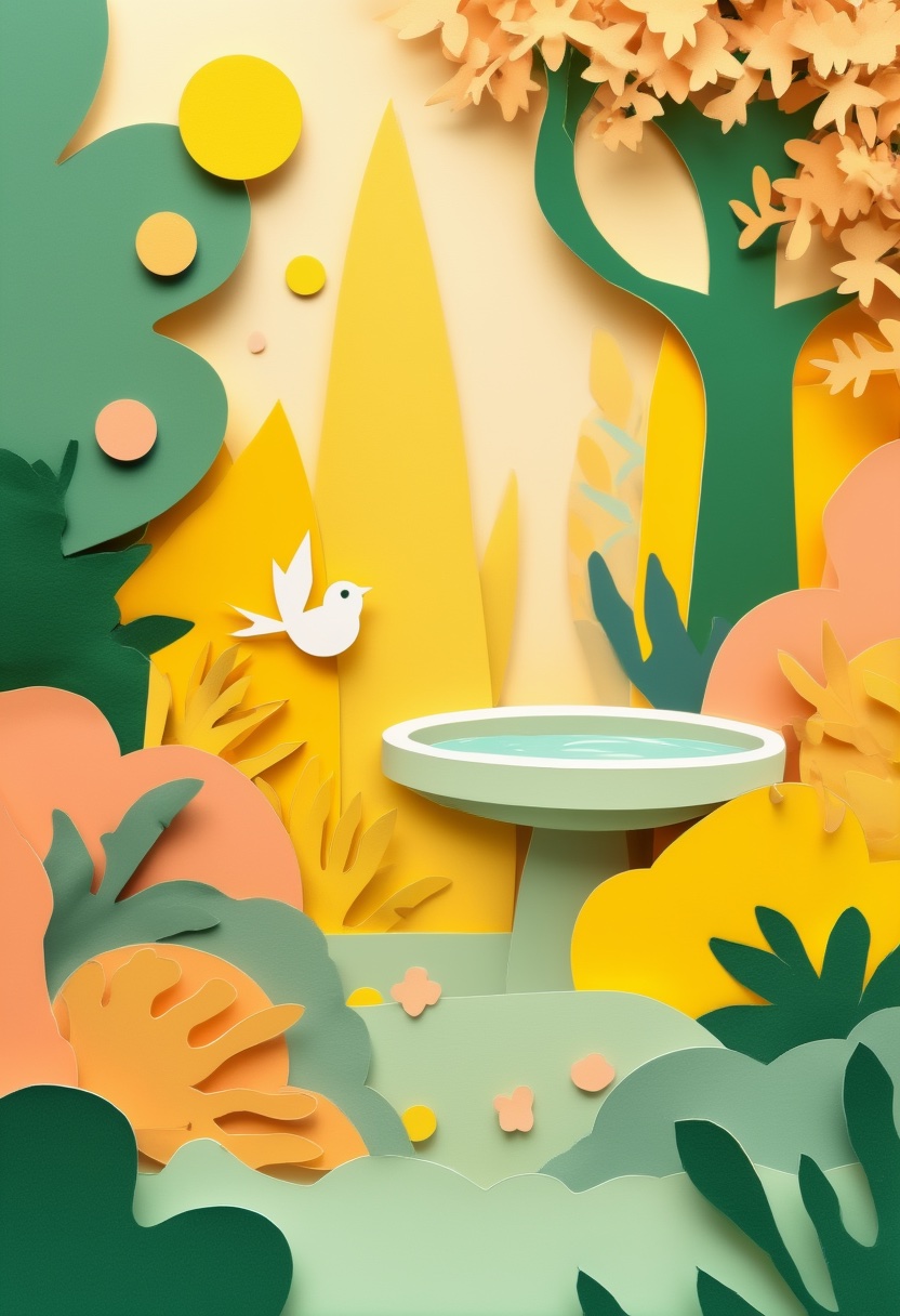 Vibrant Collage Bird Bath