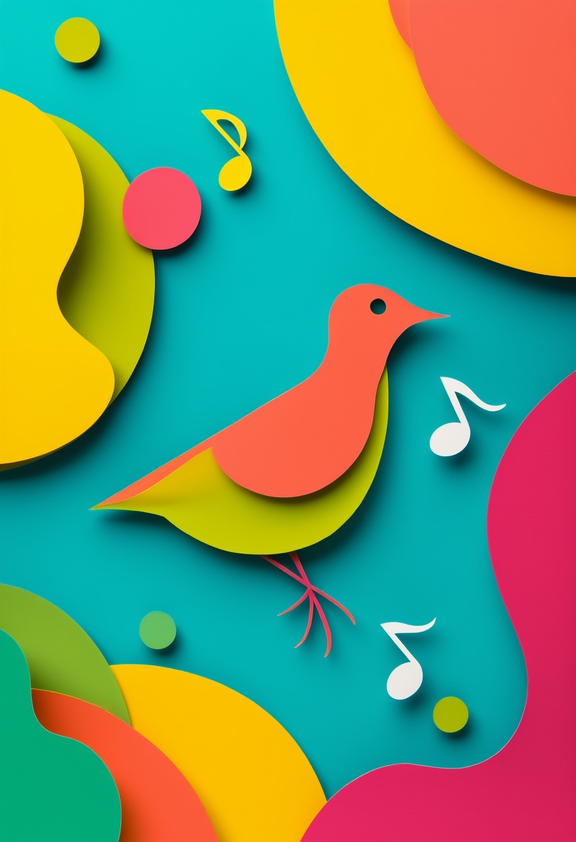 Vibrant Collage Bird Melody