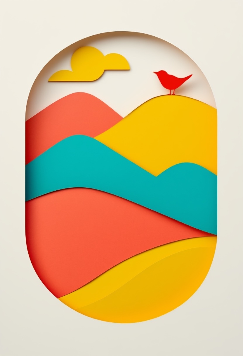 Vibrant Collage Mountains Bird