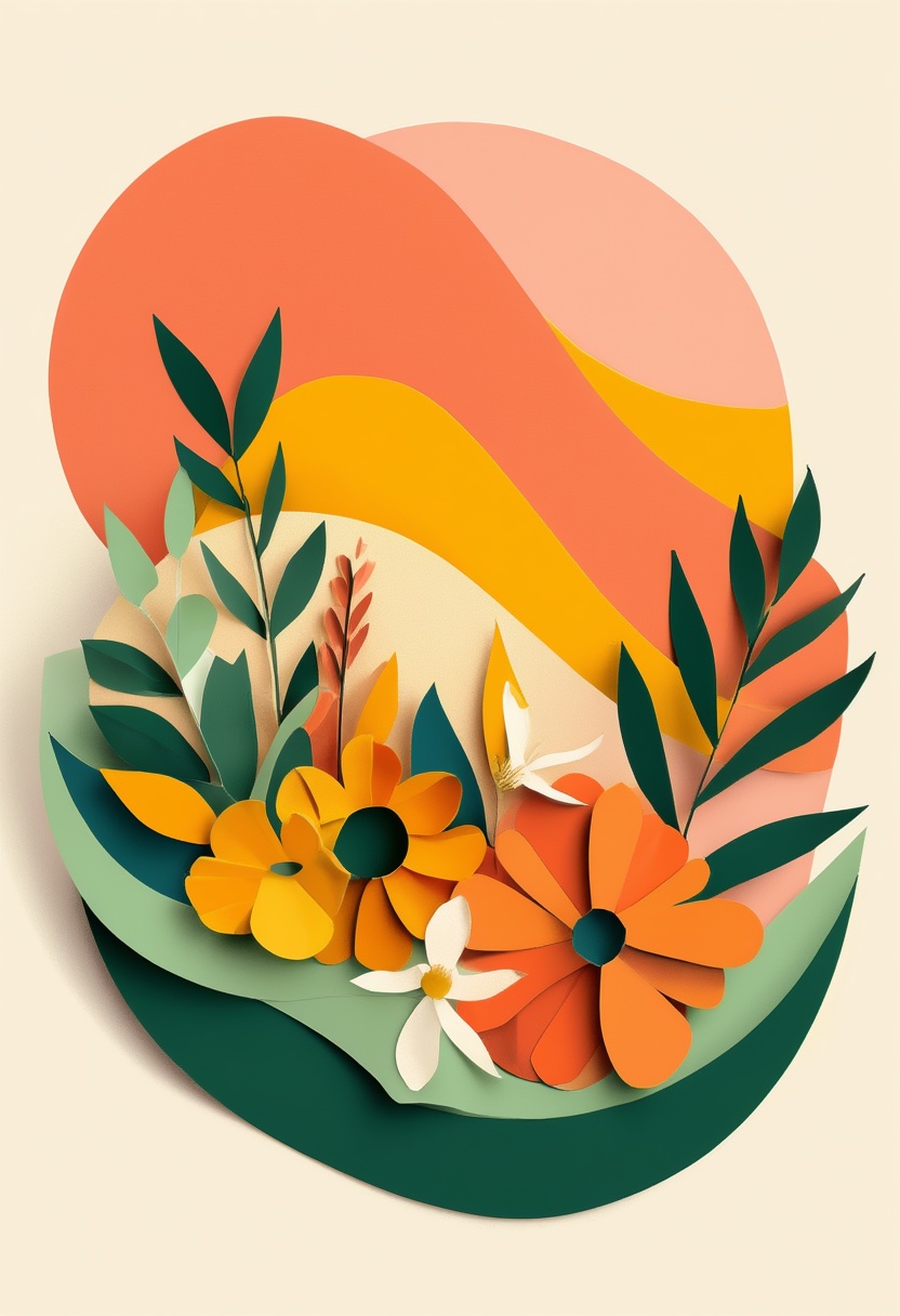 Vibrant Cut-Paper Floral Arrangement