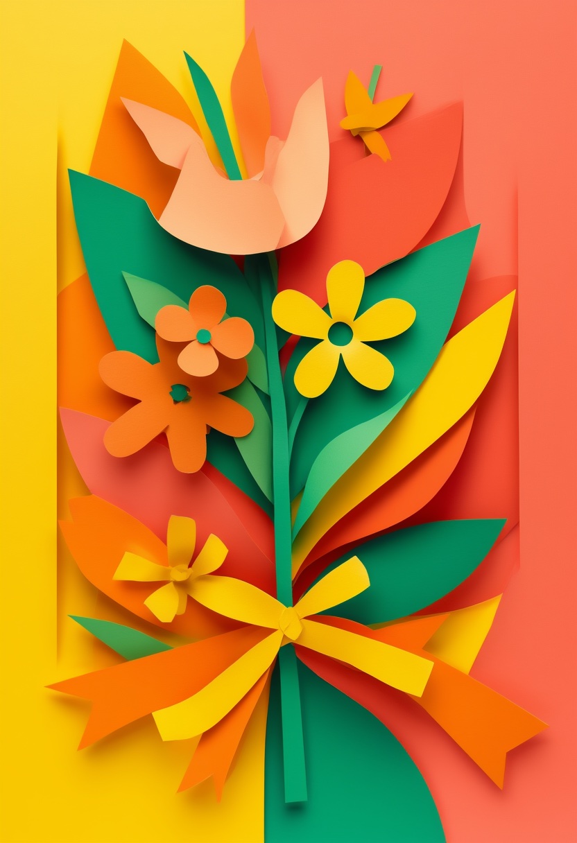 Vibrant Cut-Paper Garden Bloom