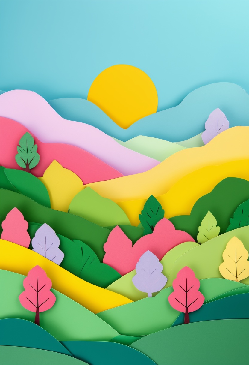 Vibrant Cut-Paper Landscape