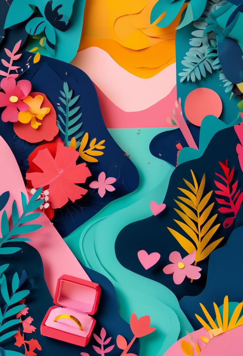 Vibrant Cut-Paper Love Nest