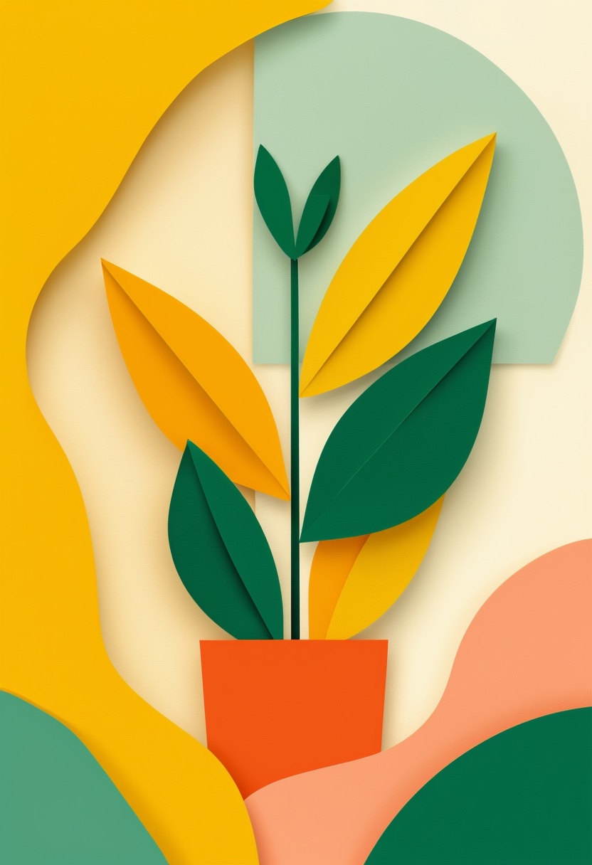 Vibrant Cut-Paper Plant Growth