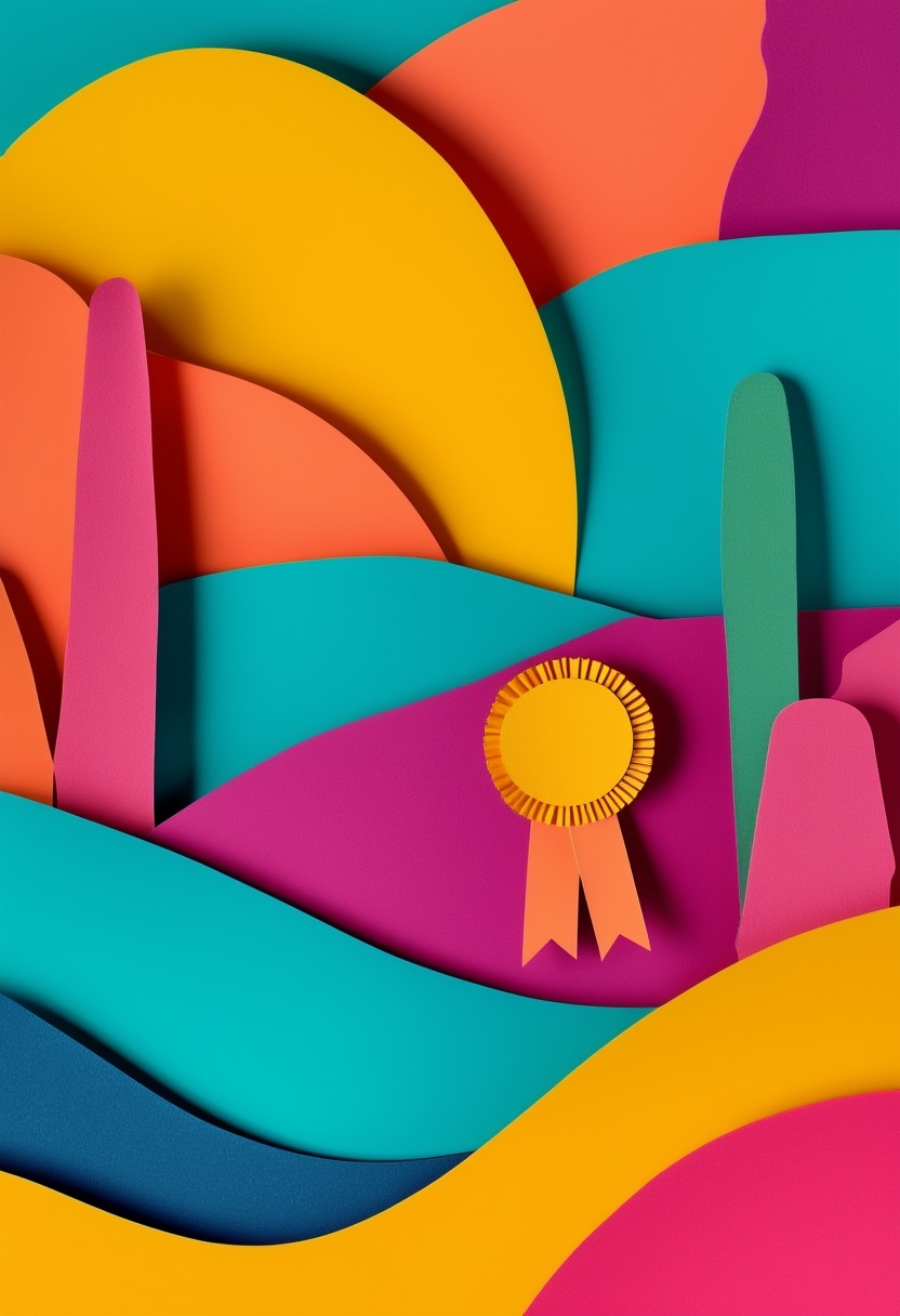 Vibrant Cut-Paper Ribbon Triumph