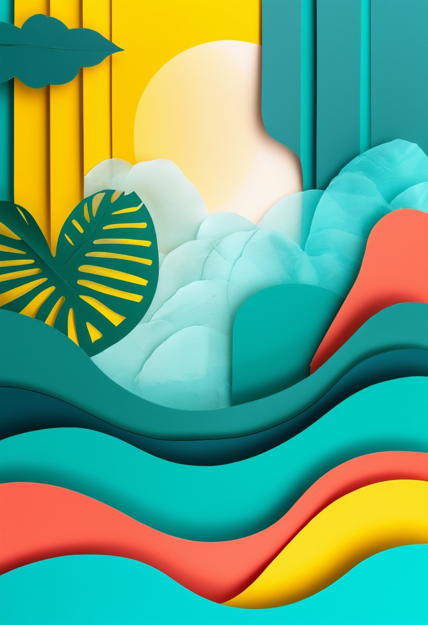 Vibrant Cut-Paper Sunrise Landscape