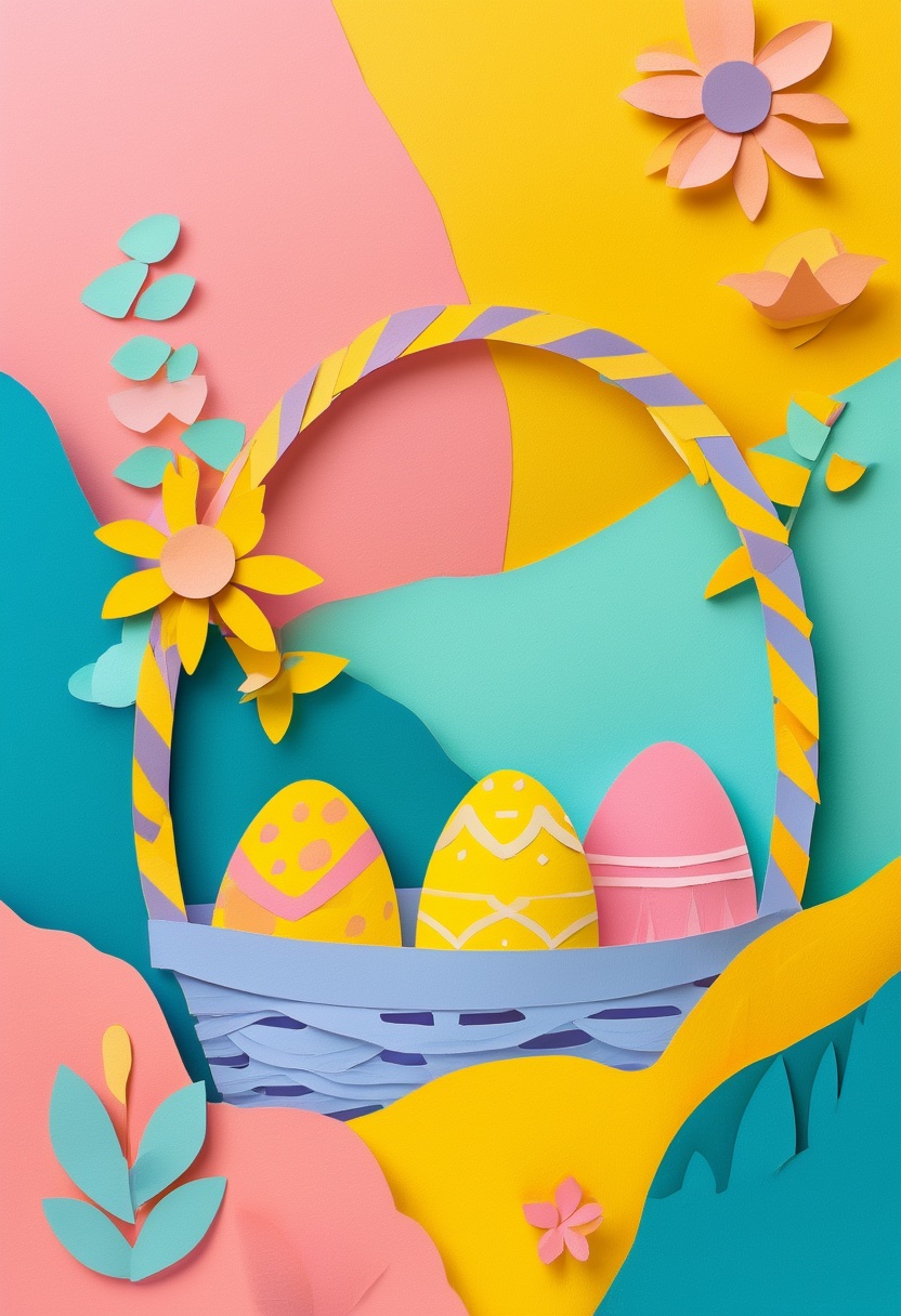Vibrant Paper-Cut Easter Basket