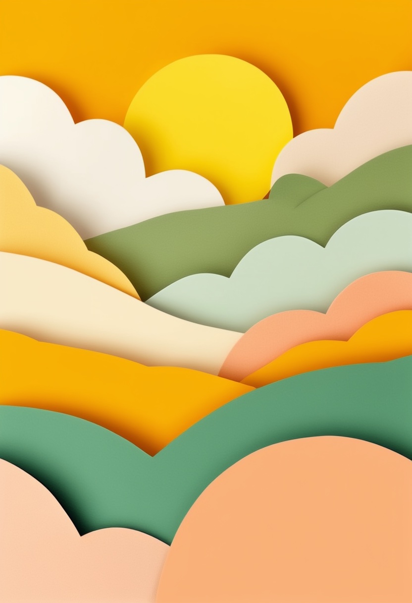 Vibrant Paper-Cut Sunrise