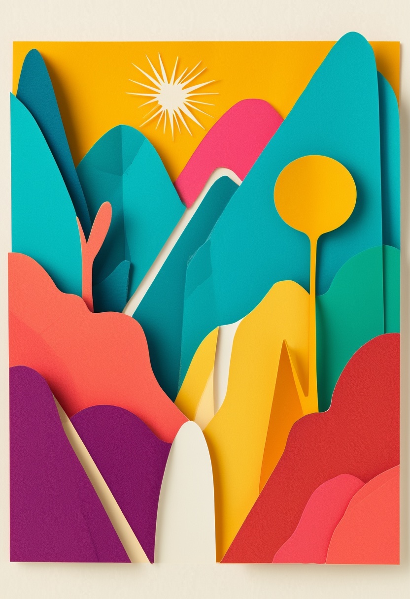 Vibrant Paper Mountain Sunrise